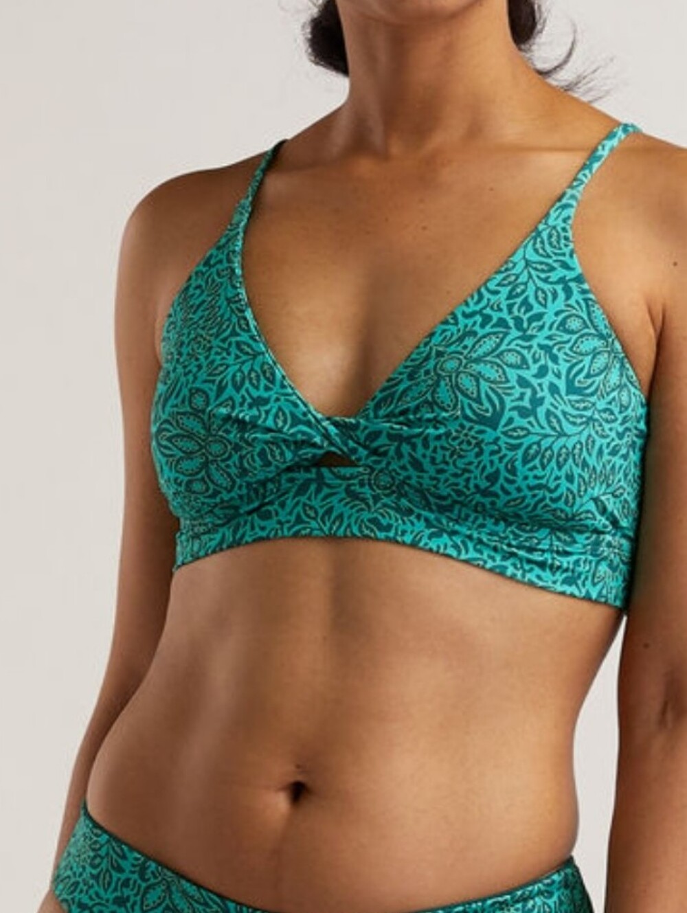 Teal Floral Print Bralette - Women Intimates & Sleepwear